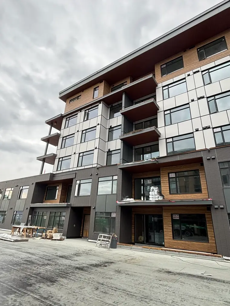 Multi-storey new-build exterior with rows of windows